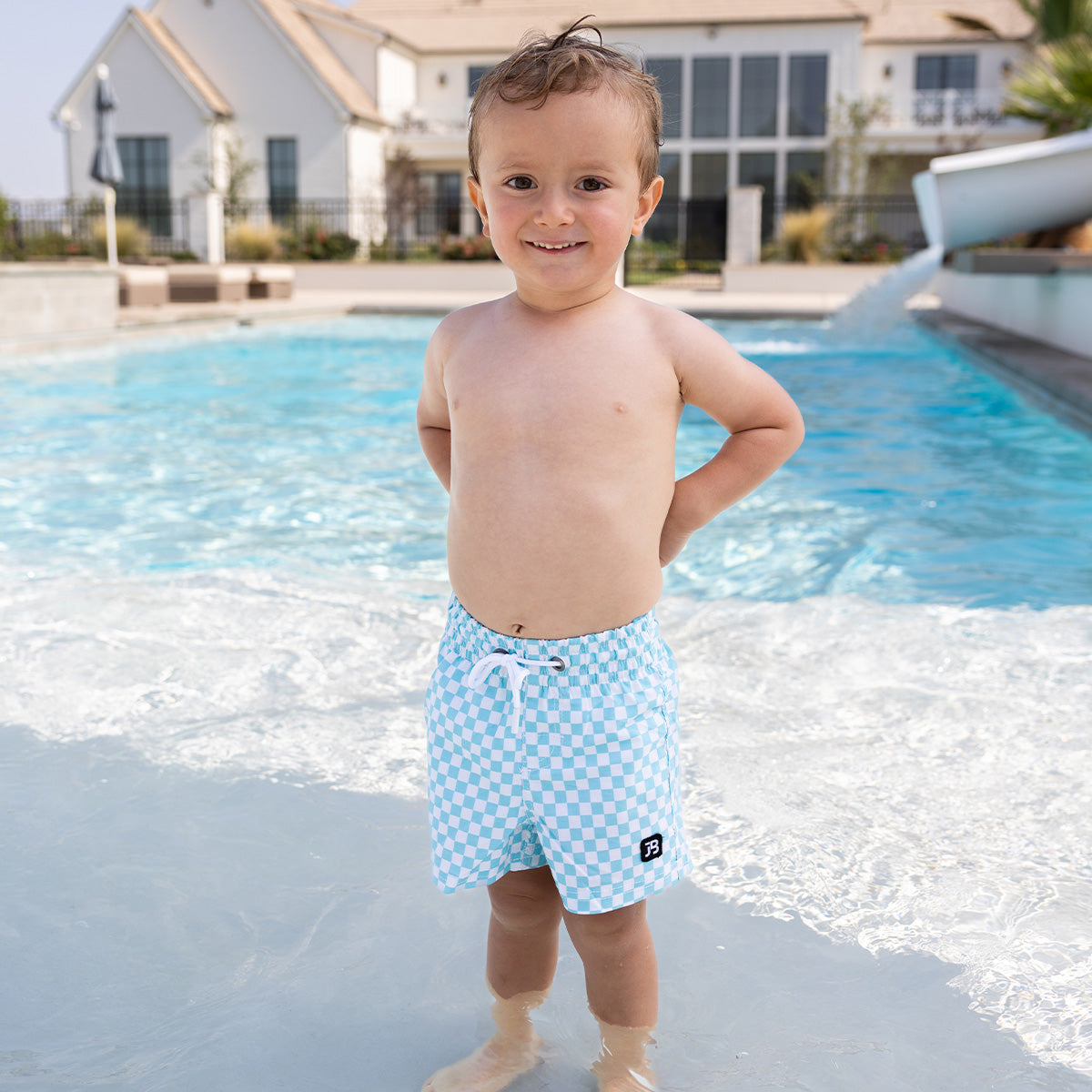 Reef Shorts (Boys) Teal Checkers / Boys 2T Teal Checkers Boys 2T Janela Bay- Tilden Co.