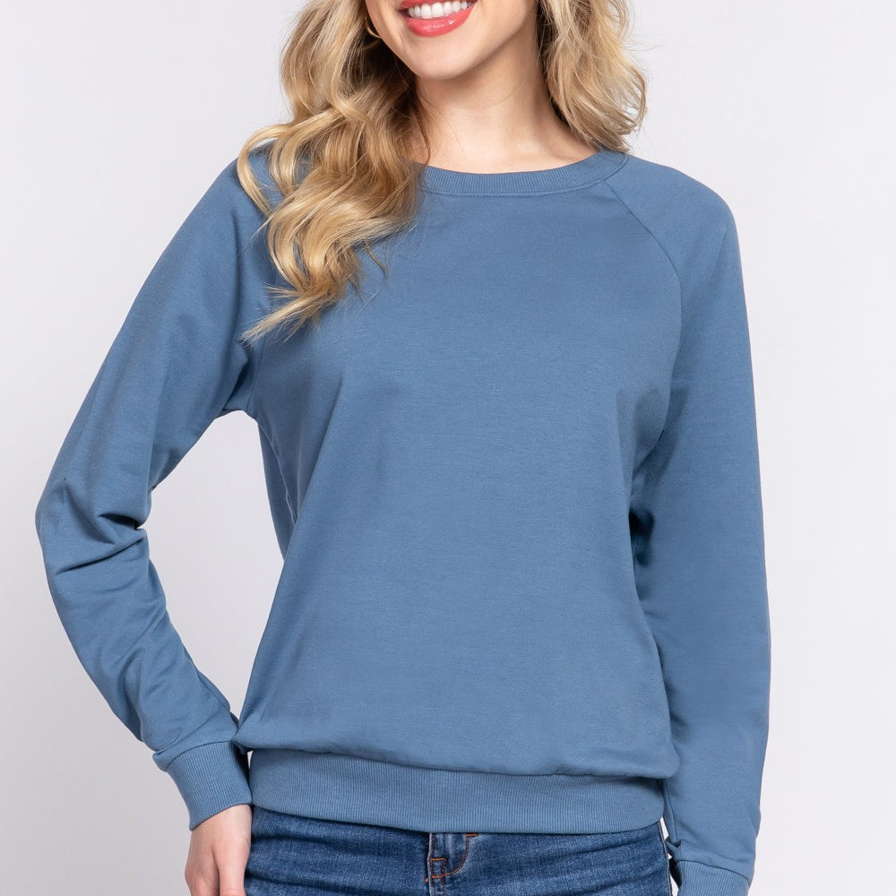 Long Sleeve Crew Neck Shirtshirt - Final Sale Small / Vintage Blue Small Vintage Blue Shirts & Tops Active Basic- Tilden Co.