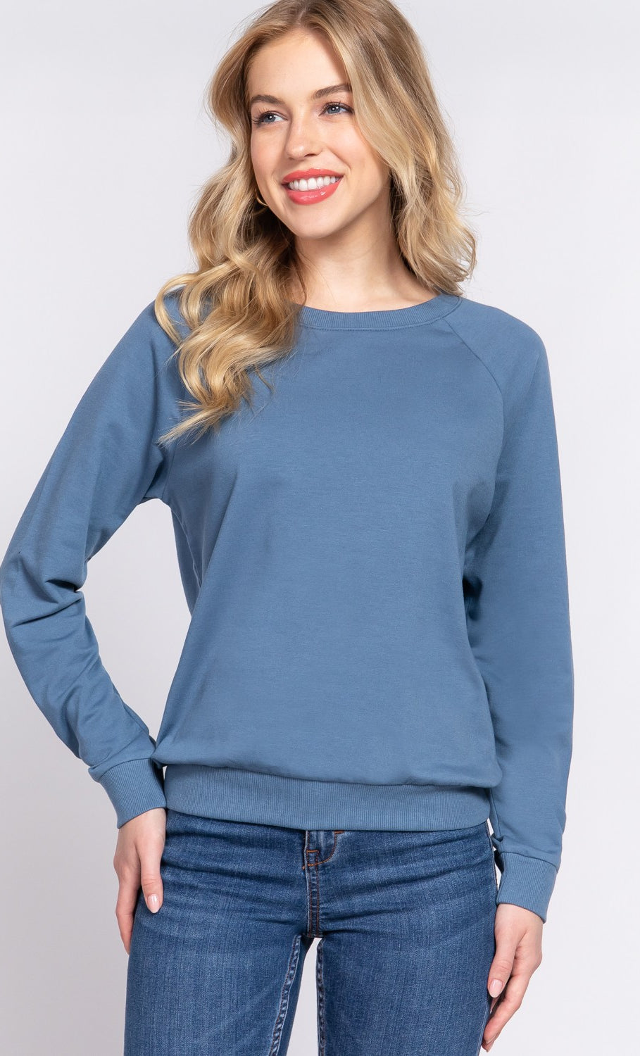 Long Sleeve Crew Neck Shirtshirt - Final Sale Small / Vintage Blue Small Vintage Blue Shirts & Tops Active Basic- Tilden Co.