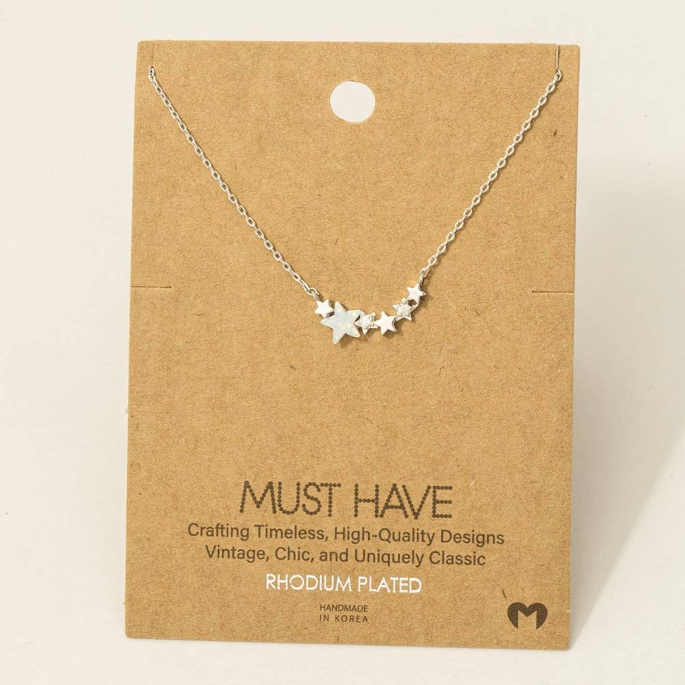 Dainty Multi Star Charm Necklace S S Necklace Fame Accessories- Tilden Co.