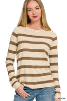 Lightweight Striped Sweater Long Sleeve Top Zenana- Tilden Co.