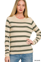 Lightweight Striped Sweater Long Sleeve Top Zenana- Tilden Co.