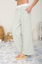 Textured Stripe Wide Leg Lounge Pants Olive / Small Olive Small Lounge Pants Blu Pepper- Tilden Co.