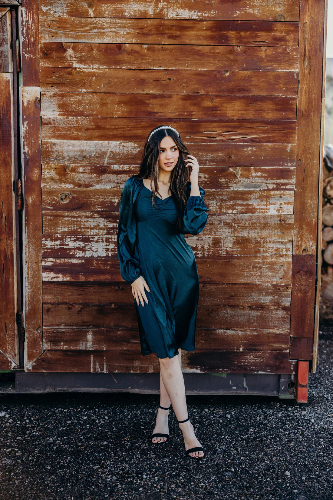 The Nellie Dress in Evergreen Fog    Knee Length Dress Mikarose- Tilden Co.