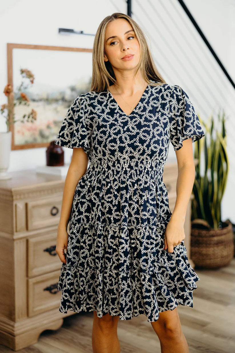 The Jemma Dress in Midnight Lotus Dress Mikarose- Tilden Co.