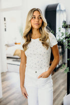 Pointelle Top in Blueberry Bud Short Sleeve Top Mikarose- Tilden Co.