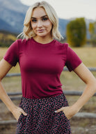 Pointelle Top in Berry Gloss Blouse Mikarose- Tilden Co.