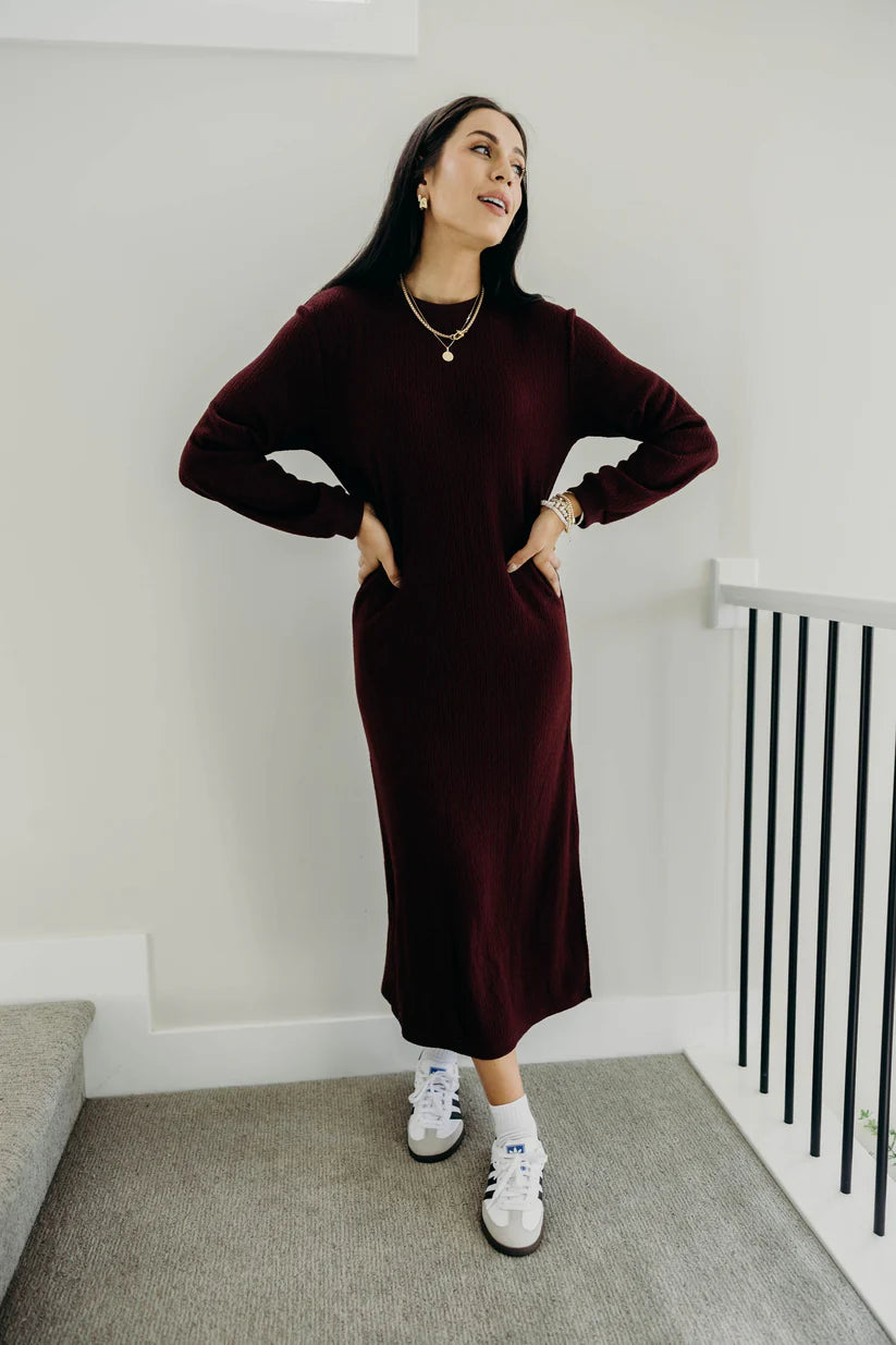 Arden Dress in Black Cherry Shirts & Tops Mikarose- Tilden Co.