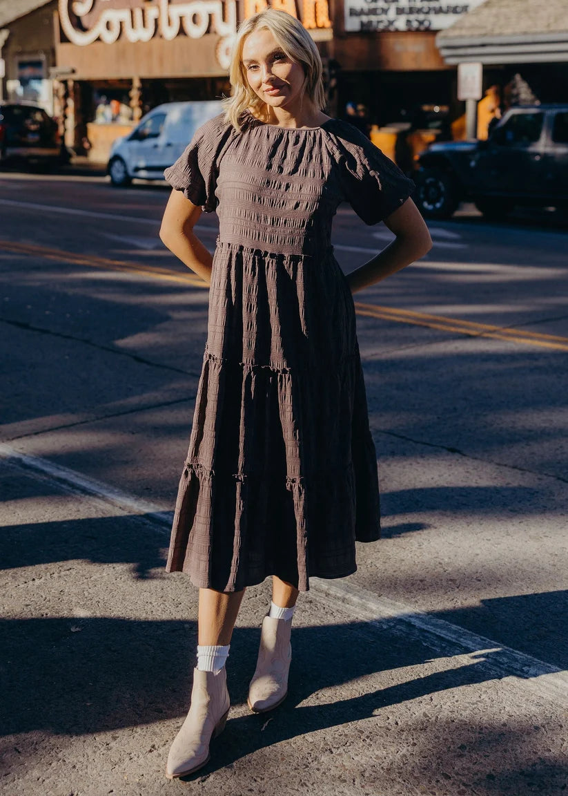 The Serena Dress in Mushroom T-Shirt Mikarose- Tilden Co.