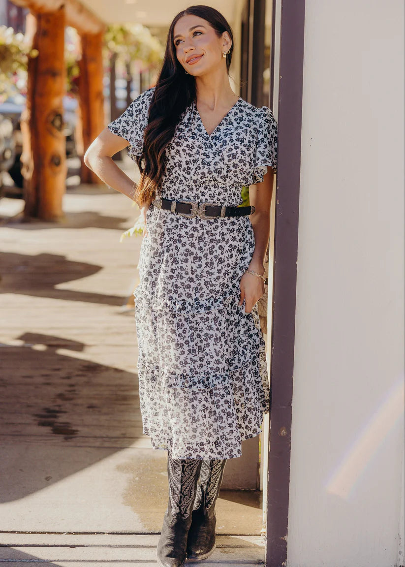 Jessa Dress Vintage Ink Midi Dress Mikarose- Tilden Co.