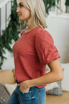 Textured Puff Sleeve Blouse in Desert Rose Blouse Mikarose- Tilden Co.