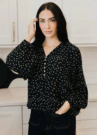 Button Blouse in Hidden Garden T-Shirt Mikarose- Tilden Co.