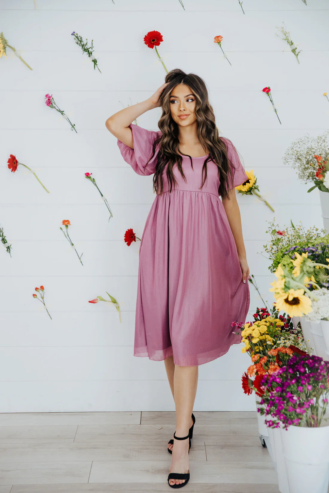 Raquel Dress in Mystic Lilac    Midi Dress Mikarose- Tilden Co.