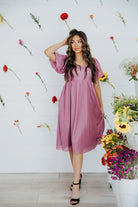 Raquel Dress in Mystic Lilac    Midi Dress Mikarose- Tilden Co.