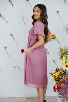 Raquel Dress in Mystic Lilac    Midi Dress Mikarose- Tilden Co.