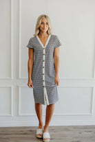 Junie Dress in Black Stripes Dress Mikarose- Tilden Co.