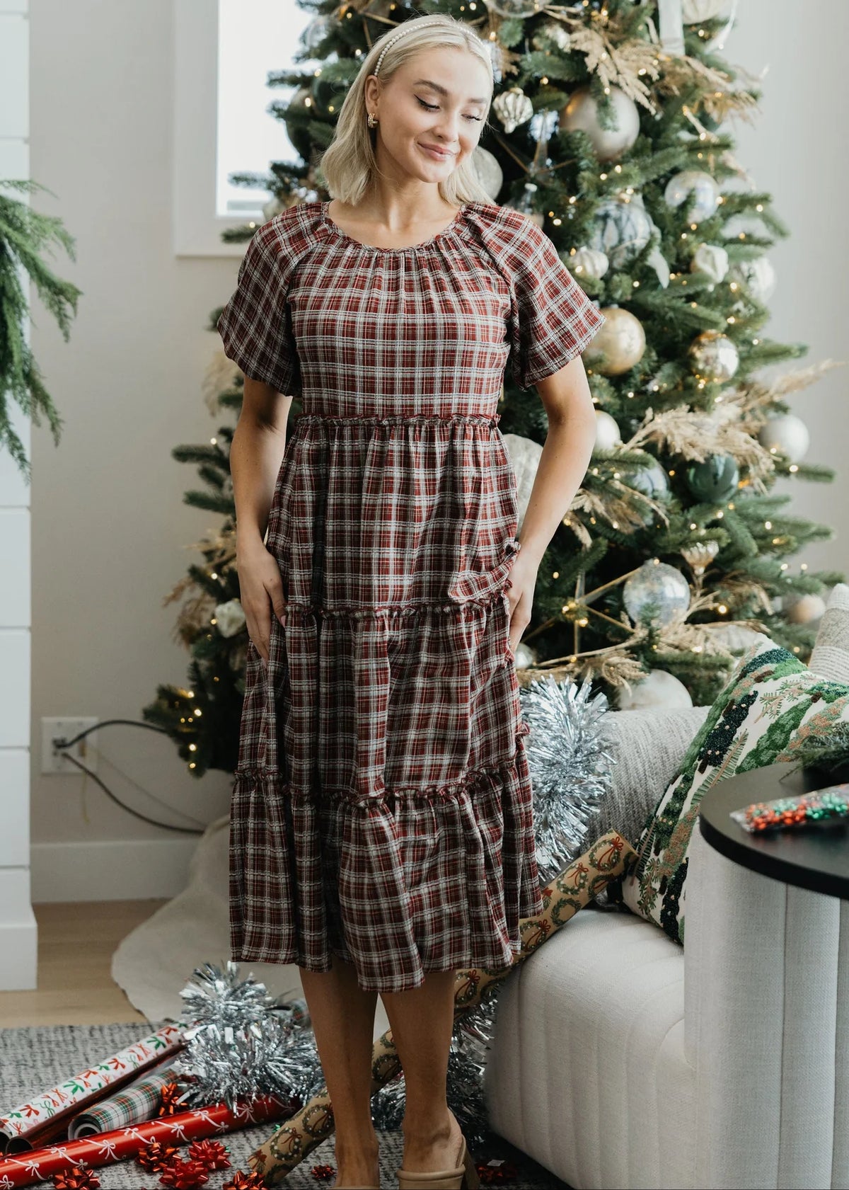 Serena Dress in Hollyberry Midi Dress Mikarose- Tilden Co.