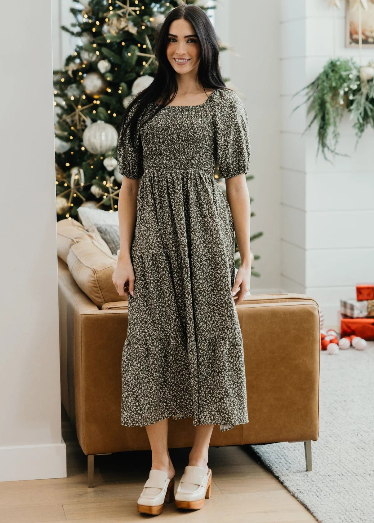 Indigo Dress in Soft Moss Midi Dress Mikarose- Tilden Co.