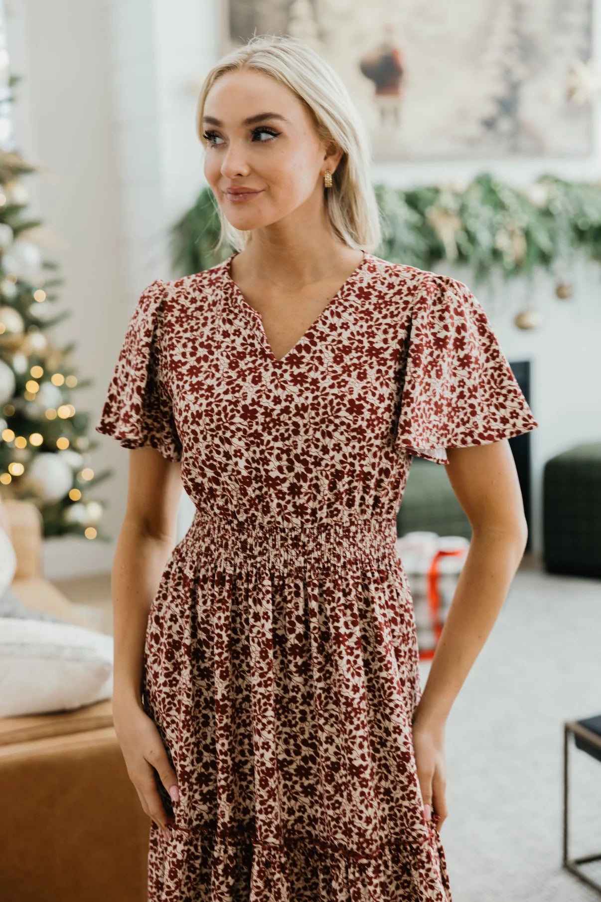 Eden Dress in Yuletide Bloom Maxi Dress Mikarose- Tilden Co.