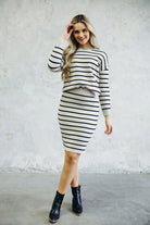 Striped Knit Sweater in Latte    Sweater Mikarose- Tilden Co.