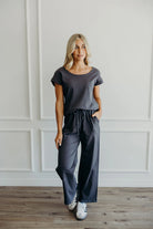 Lounge Cuff Sleeve Tee in Moonstone Lounge Pants Mikarose- Tilden Co.