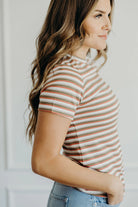 Striped Basic Tee in Cactus Shirts & Tops Mikarose- Tilden Co.