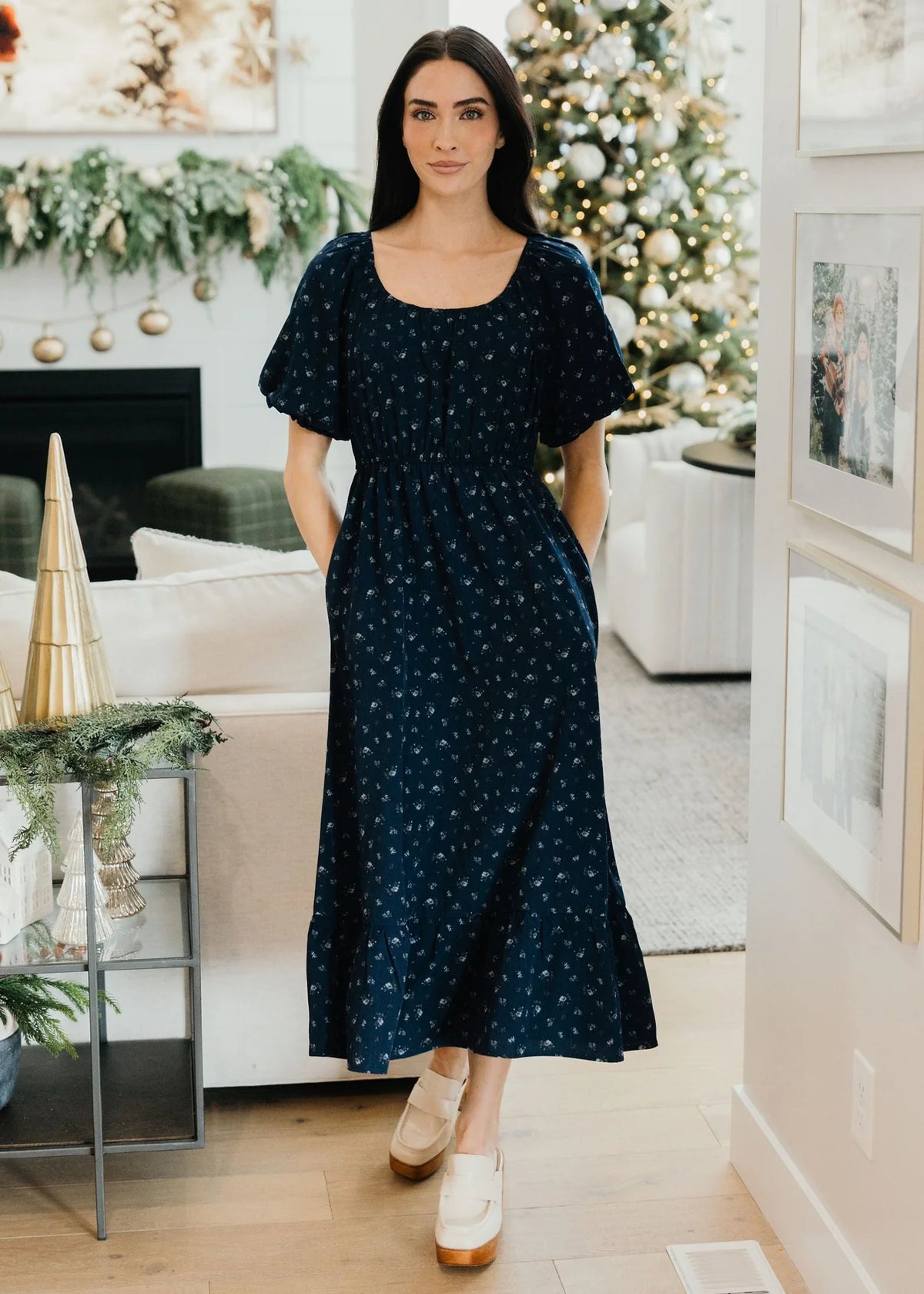 Twila Dress in Kitchen Blue Midi Dress Mikarose- Tilden Co.