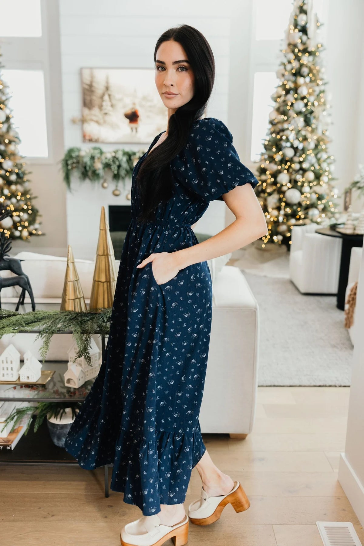 Twila Dress in Kitchen Blue Midi Dress Mikarose- Tilden Co.