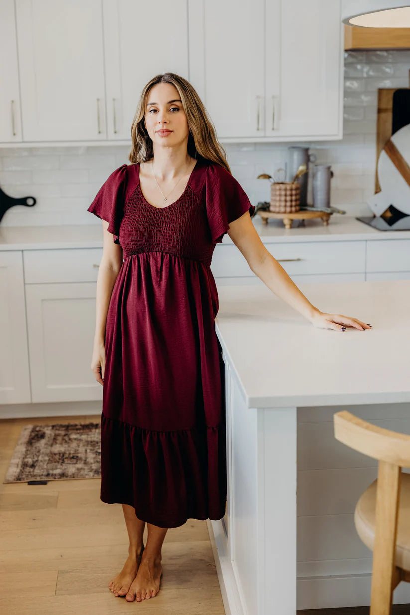 The Kendall Dress in Fig Shirts & Tops Mikarose- Tilden Co.