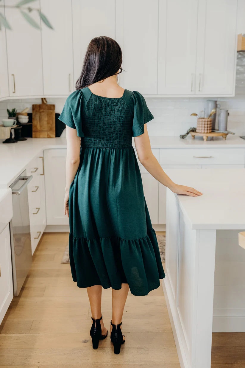 The Kendall Dress in Alpine Green Shirts & Tops Mikarose- Tilden Co.
