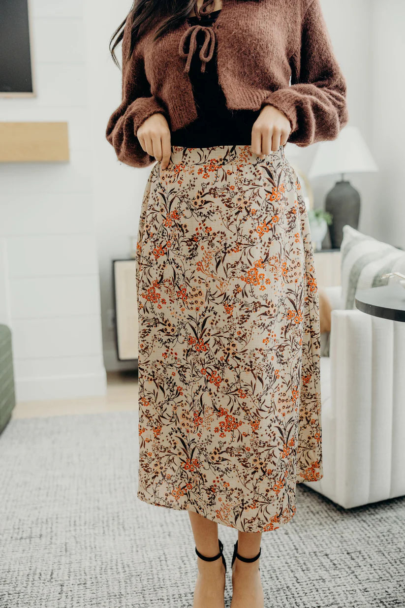 Midi Skirt in Sahara Sand Shirts & Tops Mikarose- Tilden Co.