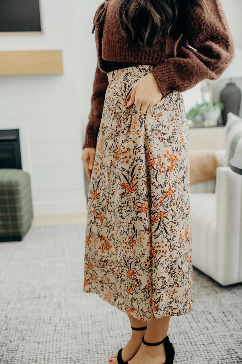 Midi Skirt in Sahara Sand Shirts & Tops Mikarose- Tilden Co.