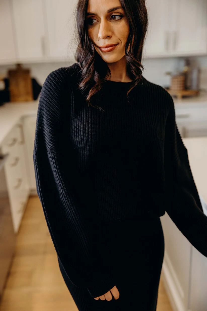 Oversized Sweater in Black Shirts & Tops Mikarose- Tilden Co.