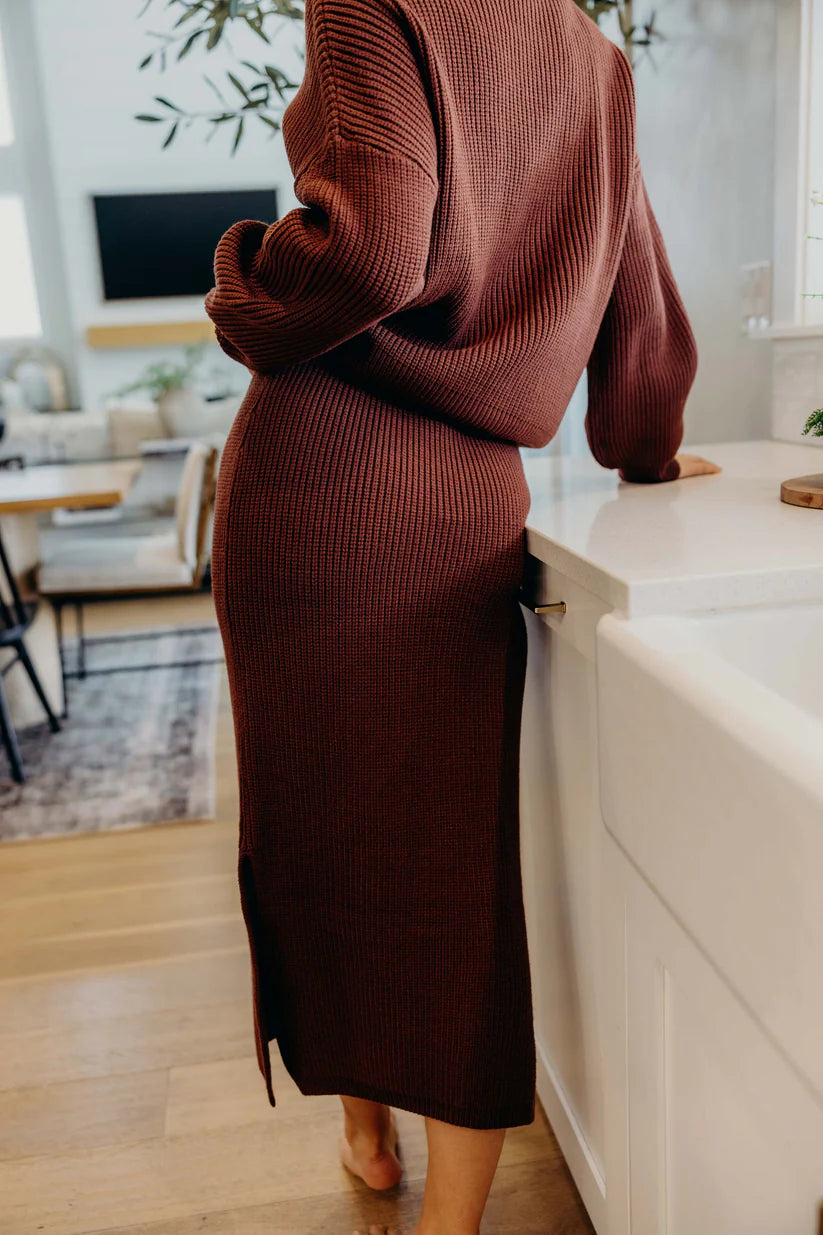 Midi Sweater Skirt in Maple Shirts & Tops Mikarose- Tilden Co.