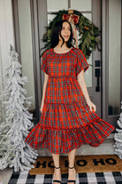 The Serena Dress in Cranberry Plaid Dress Mikarose- Tilden Co.