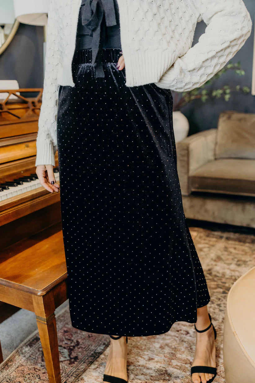 Straight Skirt in Black Sparkle Dress Mikarose- Tilden Co.