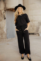 Textured Knit Pant in Black    Sweater Mikarose- Tilden Co.