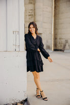 The Sandra Dress in Black    Knee Length Dress Mikarose- Tilden Co.