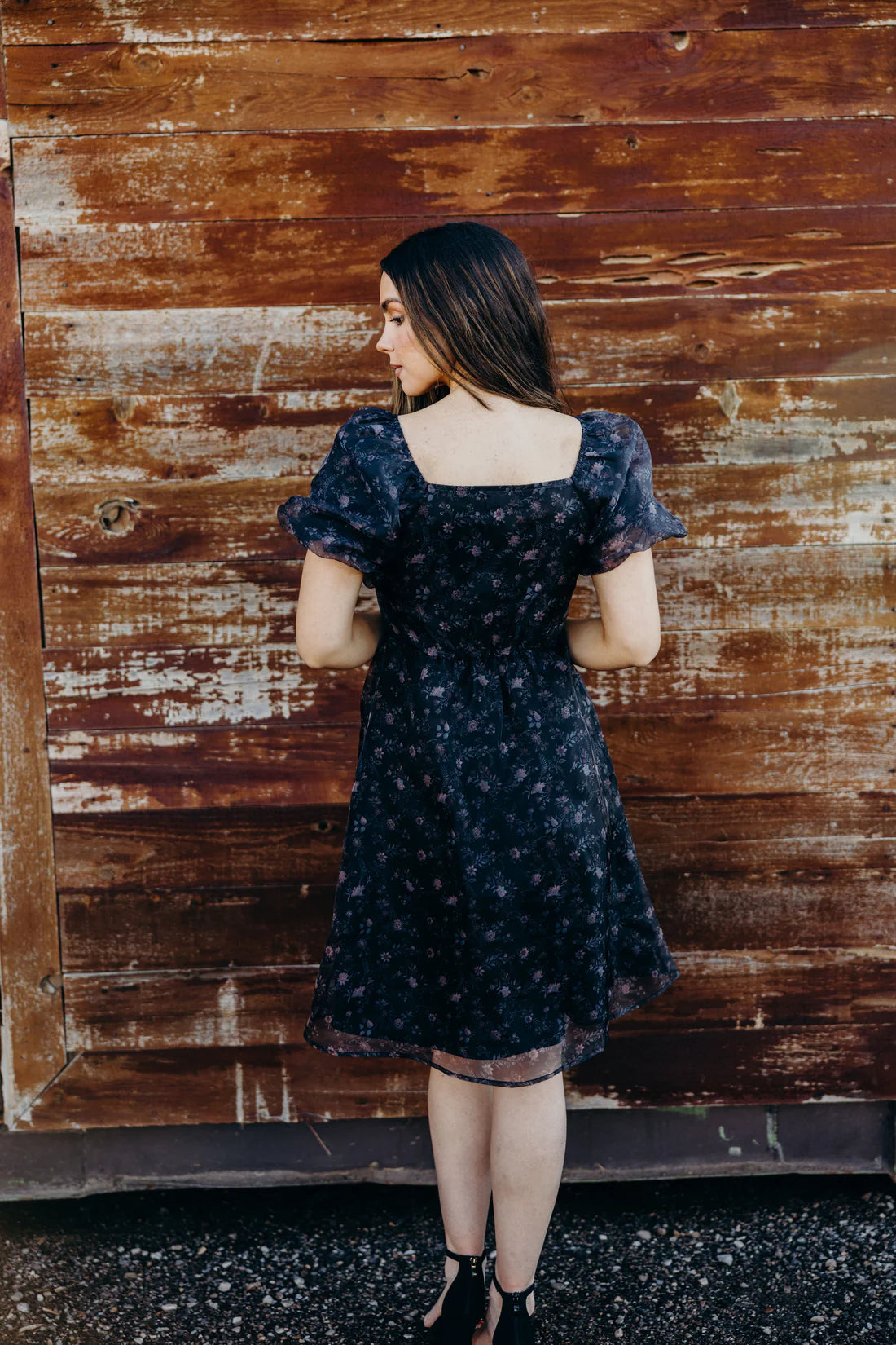 The Alta Dress in Black Floral    Knee Length Dress Mikarose- Tilden Co.