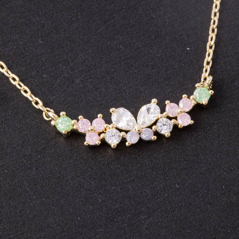 Butterfly Cluster Bar Necklace Necklace Fame Accessories- Tilden Co.