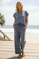 Denim Mineral Wash Wide Leg Pants Small Small Lounge Pants Sewn and Seen- Tilden Co.