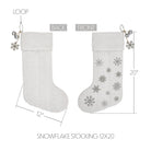 Yuletide Burlap Antique White Snowflake Stocking 12x20    Home & Decor VHC Brands- Tilden Co.