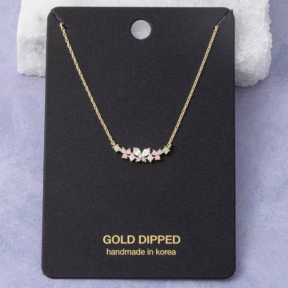 Butterfly Cluster Bar Necklace Necklace Fame Accessories- Tilden Co.
