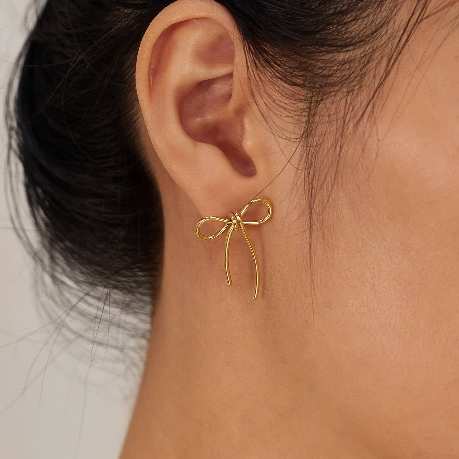 18K Stainless Steel Bow Earrings JOSSLYN by wall to wall- Tilden Co.