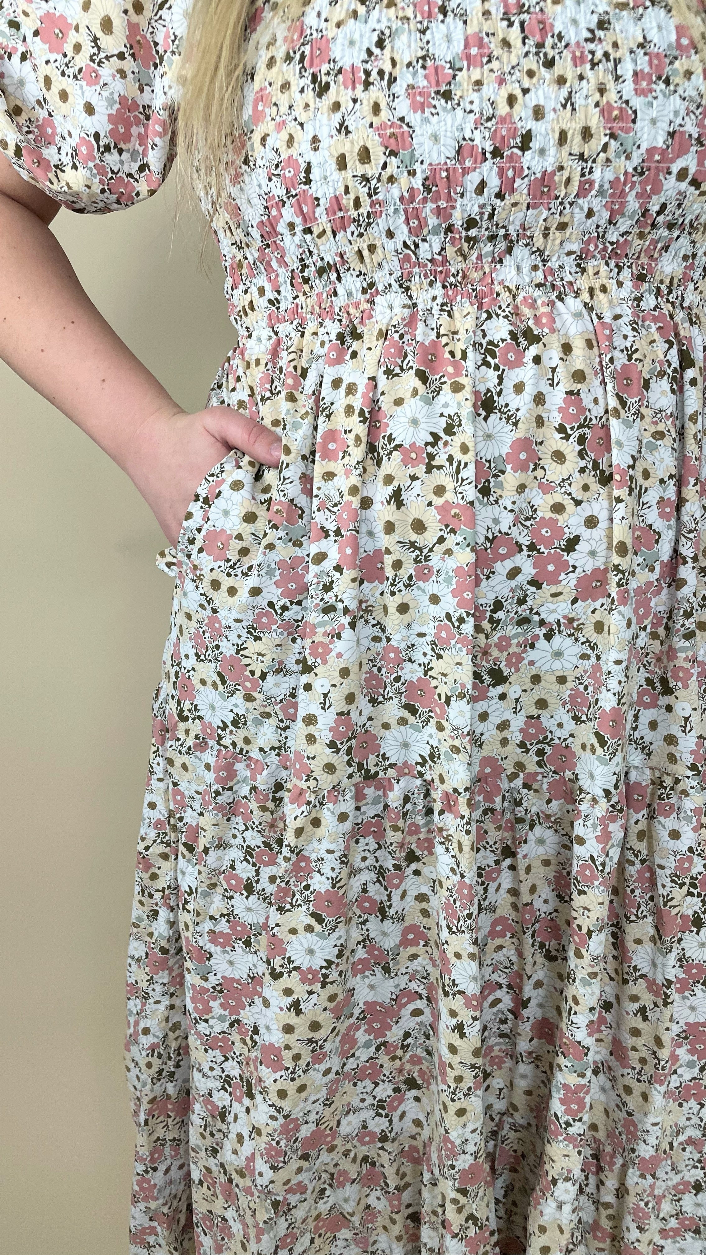 Indy Dress in Retro Peony Midi Dress Mikarose- Tilden Co.