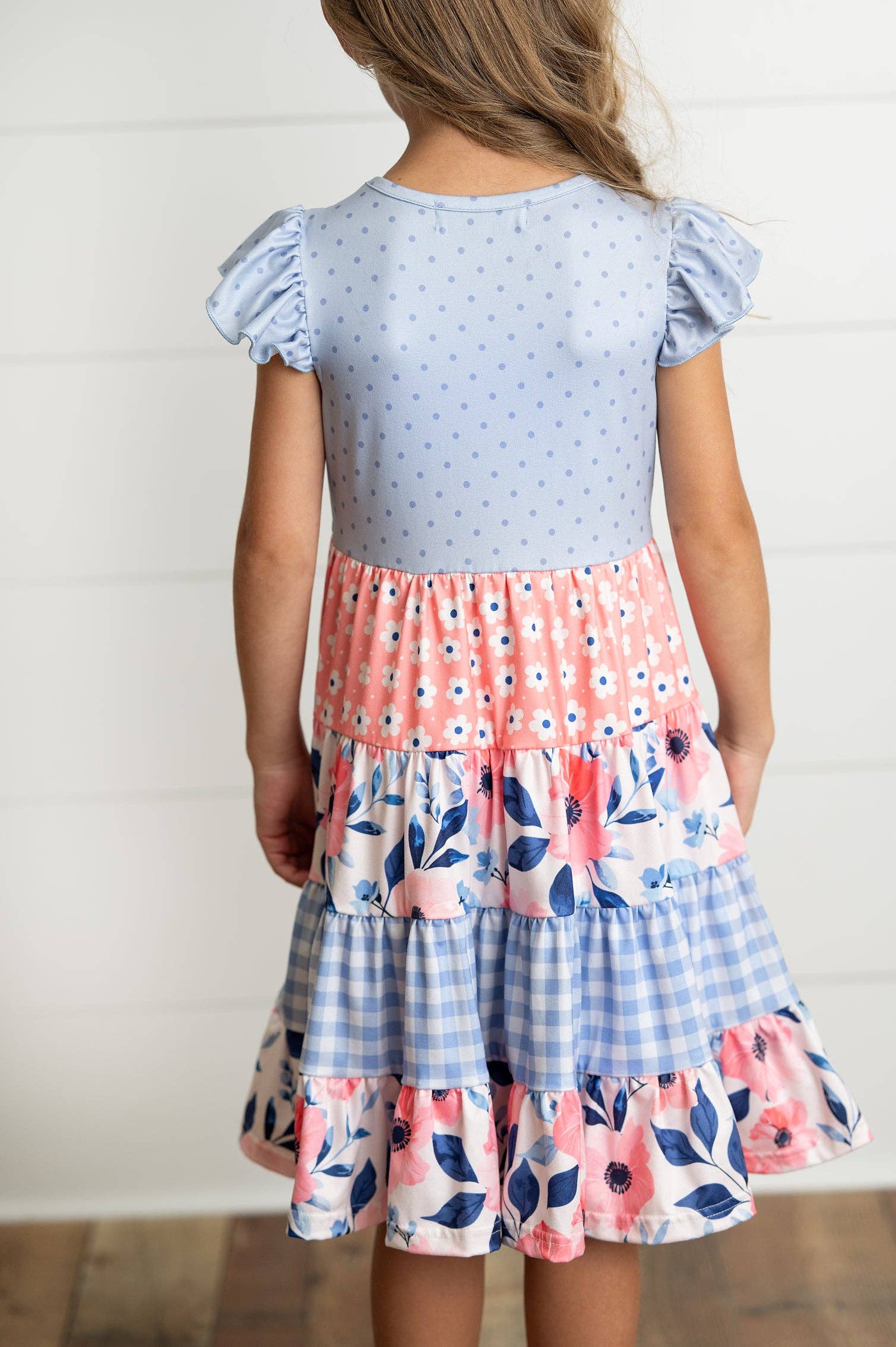 Girl's - Ava Periwinkle Tiered Dress 5/6 5/6 Girl's Dress Adorable Sweetness- Tilden Co.