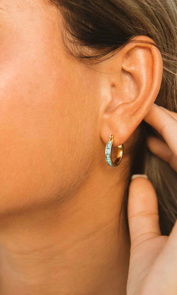 Turquoise Tilde Hoop Earrings     Pura Vida- Tilden Co.