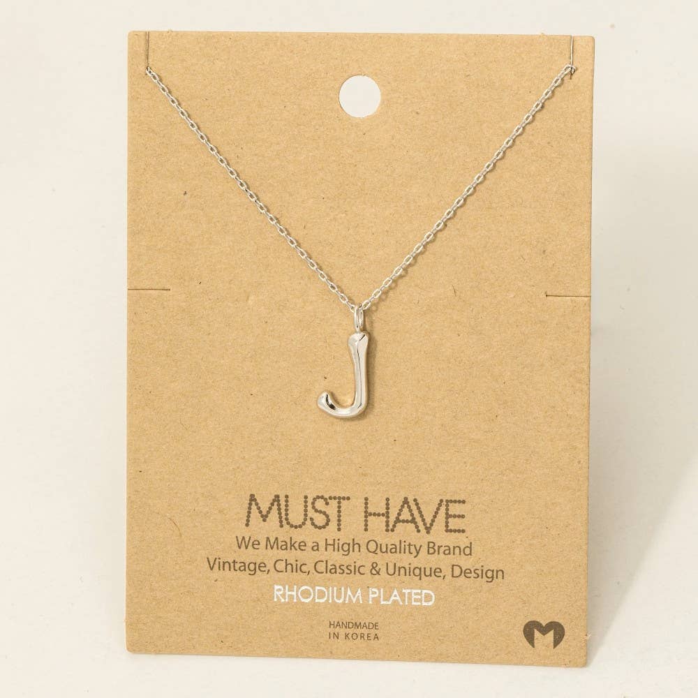 Bubble Letter Necklace Silver / J Silver J Necklace Fame Accessories- Tilden Co.