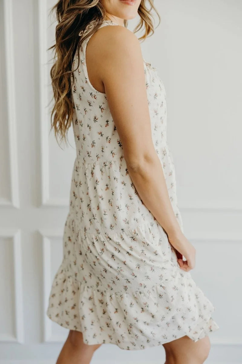 Maddie Dress in Vintage Garden Knee Length Dress Mikarose- Tilden Co.