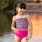 Smocked Tankini Top (Girls) Garden of Fuchsia / 2T Garden of Fuchsia 2T Swim Top Janela Bay- Tilden Co.